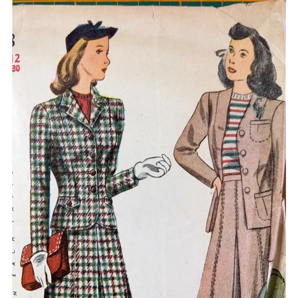 1940s Vintage Simplicity Sewing Pattern 4548 Uncut WWII Misses Suit Size 30 Bust